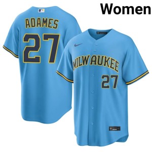 Milwaukee Brewers #27 Willy Adames Womens Limited Light Blue Jersey 187788-759
