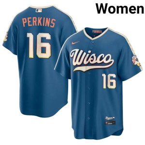 The True Blue Brew Crew #16 Women Blake Perkins City Connect Player Blue Jerseys 110322-417