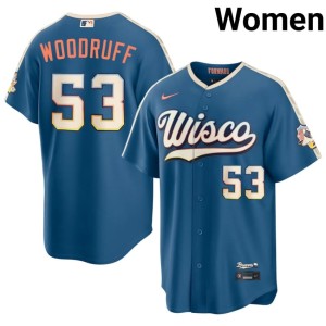 Milwaukee City Connect #53 Women Blue Player Brandon Woodruff Jersey 445291-887