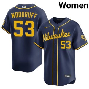 Milwaukee Brandon Woodruff #53 Womens Navy Popular Jersey 535155-524