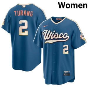 The Brew Crew Brice Turang Women's Replica City Connect Blue #2 Jersey 425707-759