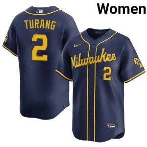 The Brew Crew Authentic Women's #2 Navy Brice Turang Jersey 841701-571