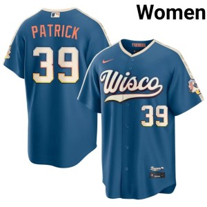 The True Blue Brew Crew Women Blue City Connect Chad Patrick Game #39 Jersey 589157-135