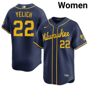 The Beermakers #22 Women's Christian Yelich Replica Navy Jerseys 399437-363