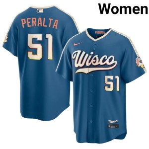 Milwaukee Brewers Womens City Connect Freddy Peralta #51 Blue Authentic Jerseys 861357-310