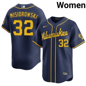 The Brew Crew Game #32 Womens Navy Jacob Misiorowski Jerseys 953882-698