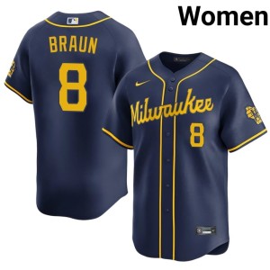 Milwaukee #8 Stitched Ryan Braun Navy Women Jersey 191695-524