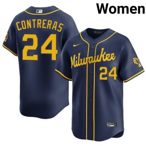 Brewer Nation William Contreras #24 New Women's Navy Jerseys 469253-334