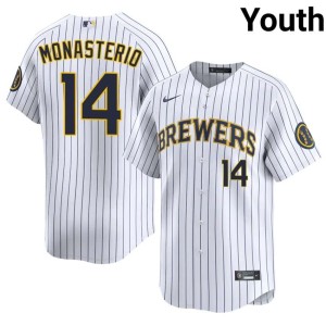 Milwaukee Youth #14 Andruw Monasterio White Game Jerseys 990859-488