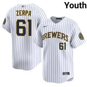 Brewers Youth White Angel Zerpa Player #61 Jersey 219118-551