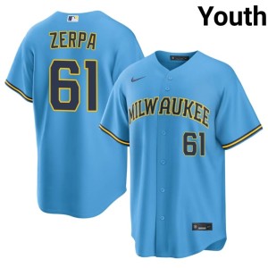 Milwaukee #61 Player Angel Zerpa Youth Light Blue Jersey 630103-427
