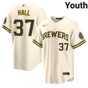 The Brew Crew DL Hall #37 Cream Youth MLB Jerseys 928717-777