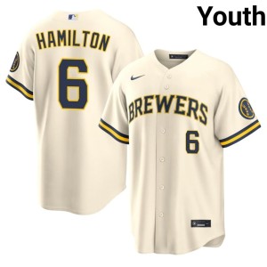 MIL Youth David Hamilton Popular Cream #6 Jerseys 263293-119