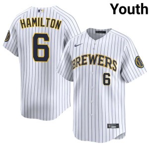 The True Blue Brew Crew Youth Stitched #6 White David Hamilton Jerseys 193428-163