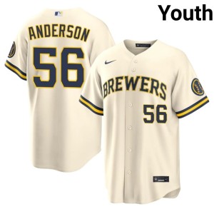 MIL Brewers Cream Grant Anderson #56 Limited Youth Jerseys 601395-661