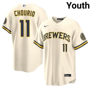 The Crew Jackson Chourio Cream #11 MLB Youth Jersey 202293-213