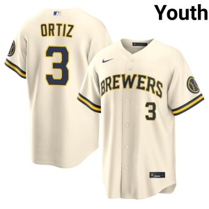 The Beermakers Cream Youth #3 Joey Ortiz MLB Jersey 721534-112