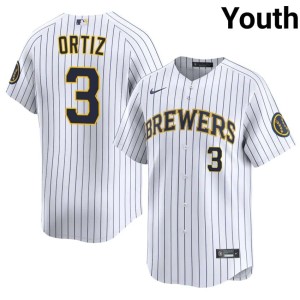 Brewers White Youth Joey Ortiz #3 Popular Jerseys 471972-247