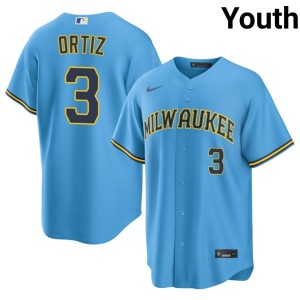 The Beermakers Light Blue MLB Youth Joey Ortiz #3 Jerseys 970250-812