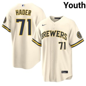 Brewer Nation Josh Hader New #71 Youth Cream Jerseys 491187-942
