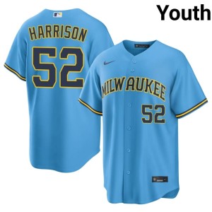 Brewer Nation Official Kyle Harrison #52 Light Blue Youth Jersey 193422-436