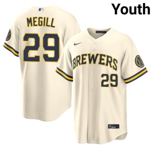The True Blue Brew Crew #29 MLB Youth Cream Trevor Megill Jersey 119629-102
