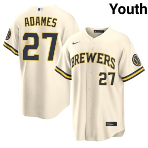 MIL Brewers New Willy Adames Youth Cream #27 Jersey 666945-734