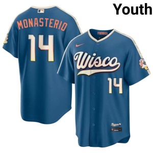MIL #14 Blue City Connect Youth Popular Andruw Monasterio Jerseys 644163-132