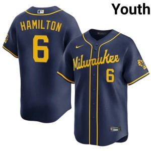 Los Cerveceros #6 David Hamilton Youth Official Navy Jersey 415713-498