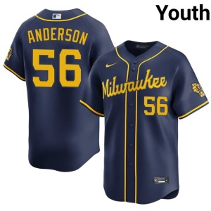 The Brew Crew Youth Navy #56 Grant Anderson Replica Jerseys 751967-871