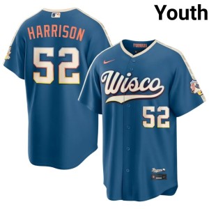 MIL Youth Blue City Connect Embroidery #52 Kyle Harrison Jersey 740880-617