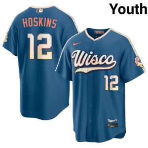 The Crew City Connect Rhys Hoskins #12 Authentic Youth Blue Jersey 507148-525
