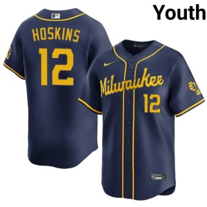 Milwaukee Rhys Hoskins #12 Replica Youth Navy Jersey 251700-305