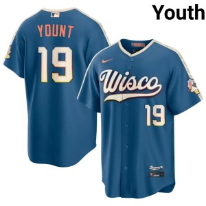 Milwaukee Brewers Authentic Youth Blue City Connect #19 Robin Yount Jerseys 138926-421