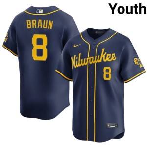 MIL Brewers Stitched Ryan Braun #8 Navy Youth Jerseys 476526-332
