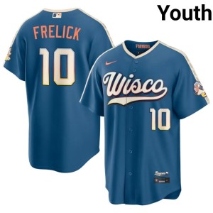 The Beermakers Sal Frelick City Connect Blue Stitched #10 Youth Jersey 734533-111