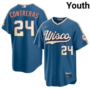 The Crew Youth Blue Replica William Contreras #24 City Connect Jerseys 381545-496