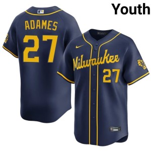 Brewers #27 Willy Adames Embroidery Youth Navy Jerseys 913337-144